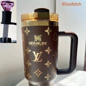 New Chocolate Brown Stanley LV Tumbler w/ Purple Bonus Gem & Boot Sleeve
